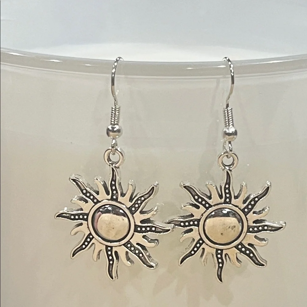 Silver Sunburst Earrings